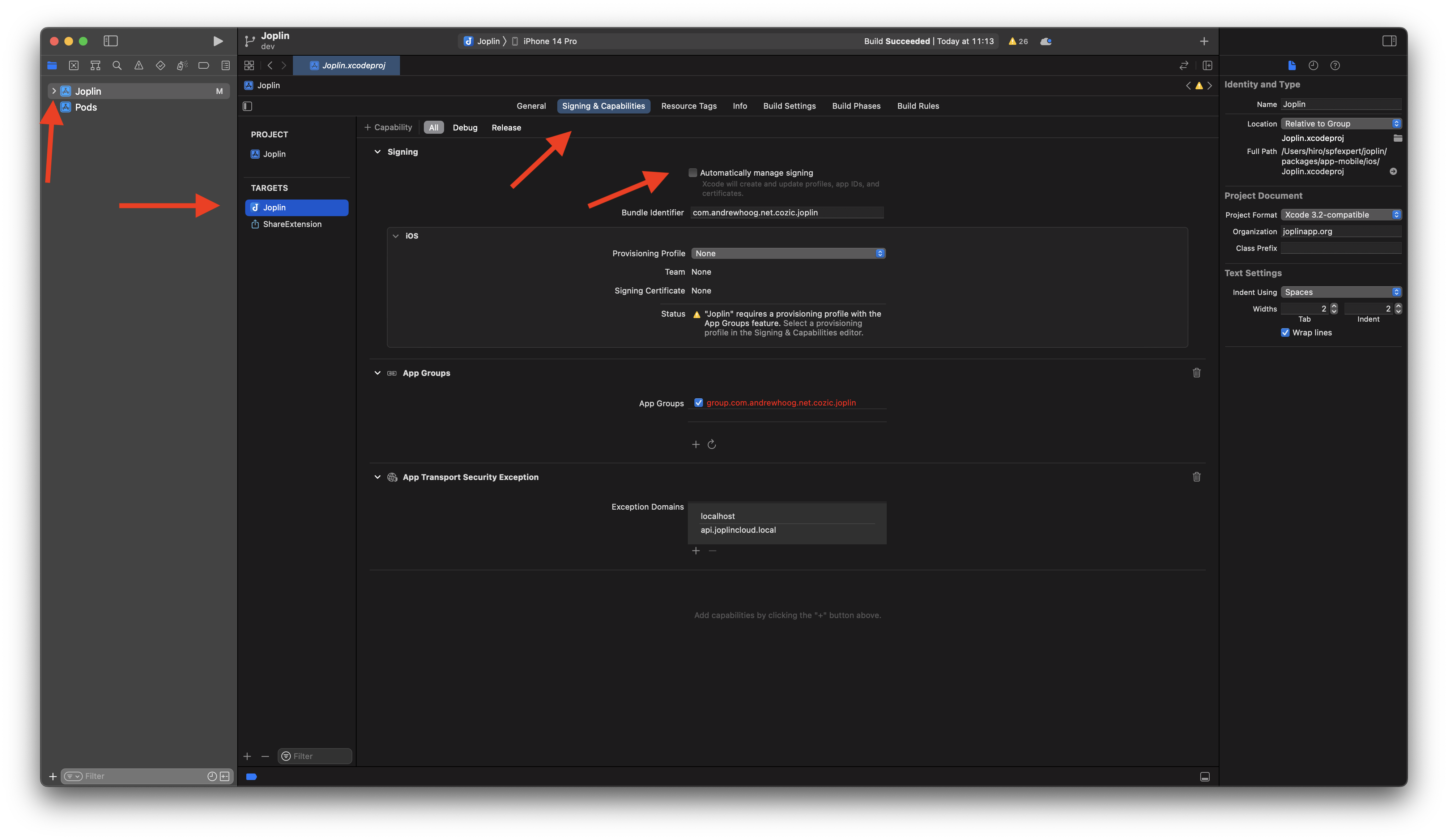 Disable Automatically manage signing in Xcode