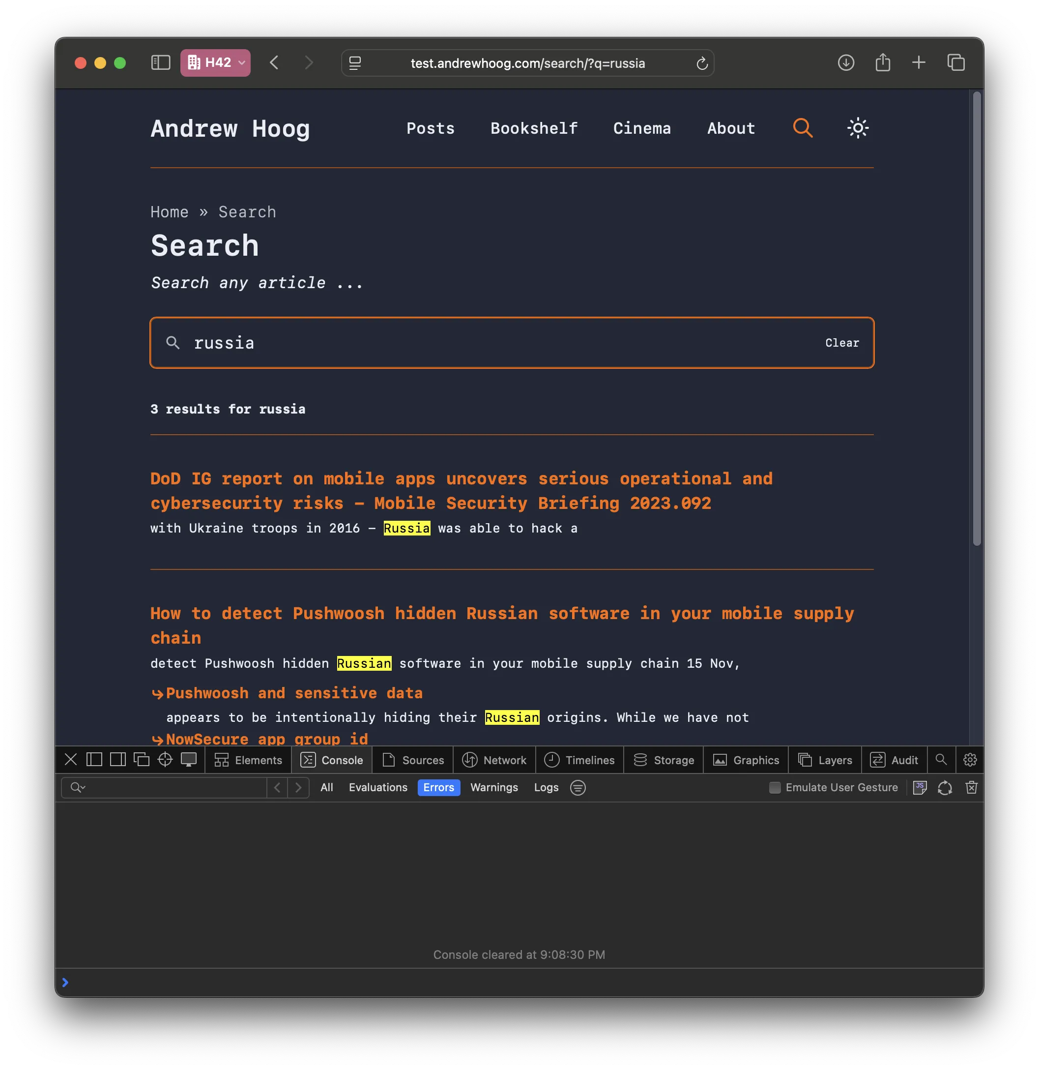 Astro Pagefind working