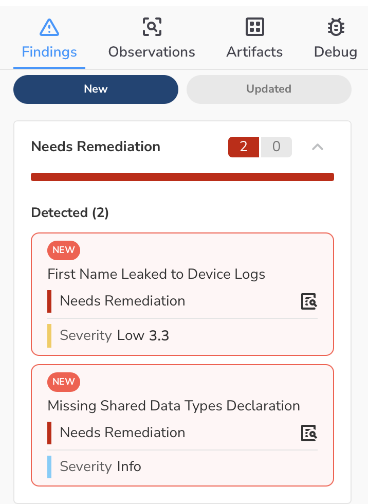 New findings detected only with authenticated testing