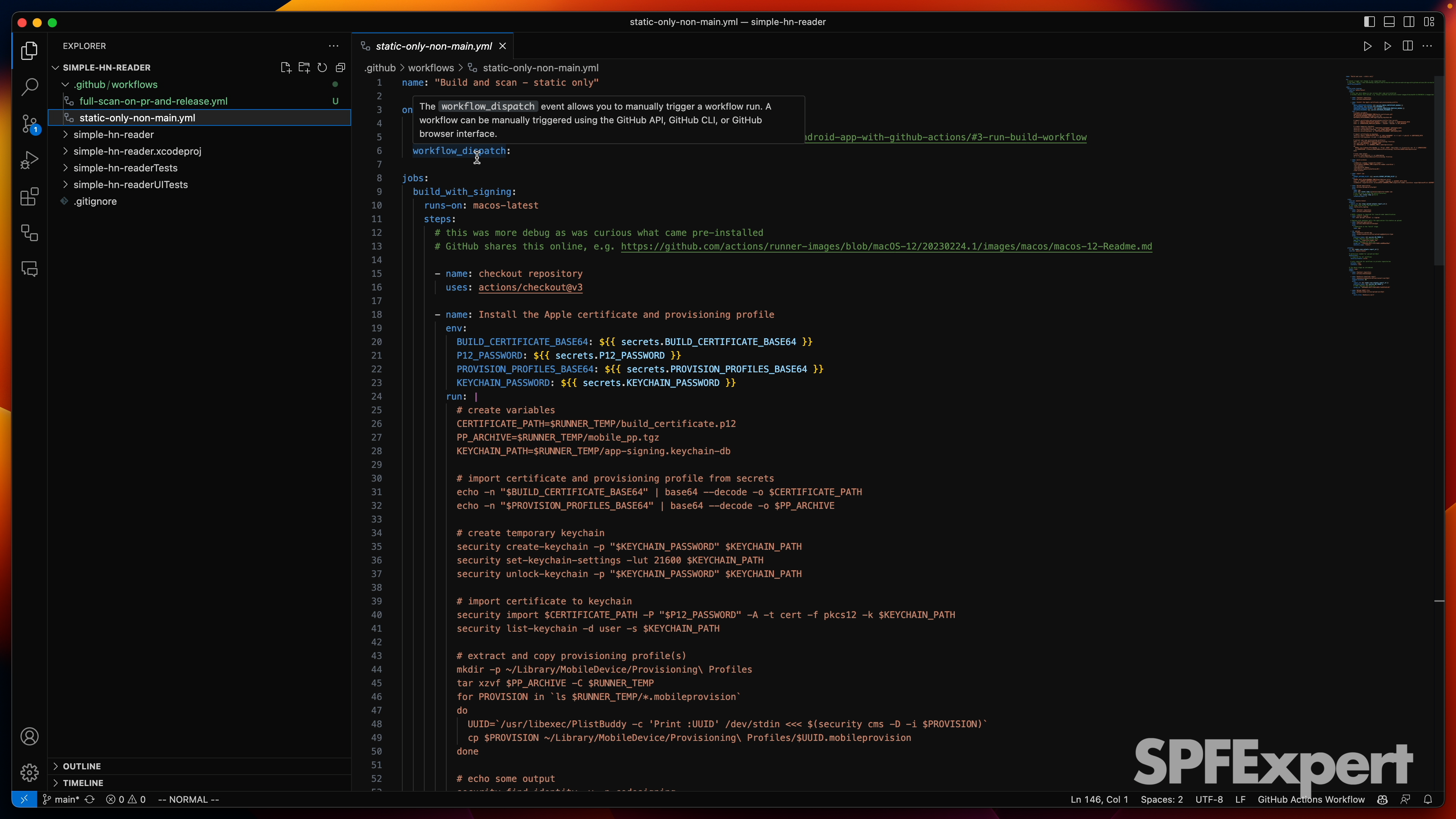 GitHub Action workflow_dispatch example
