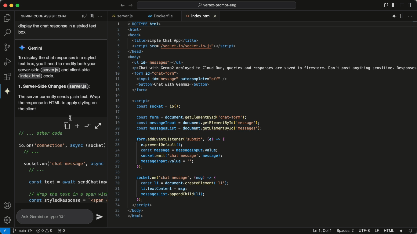 VS Code Gemini Code Assist extension page screenshot showing rapidly looping animation