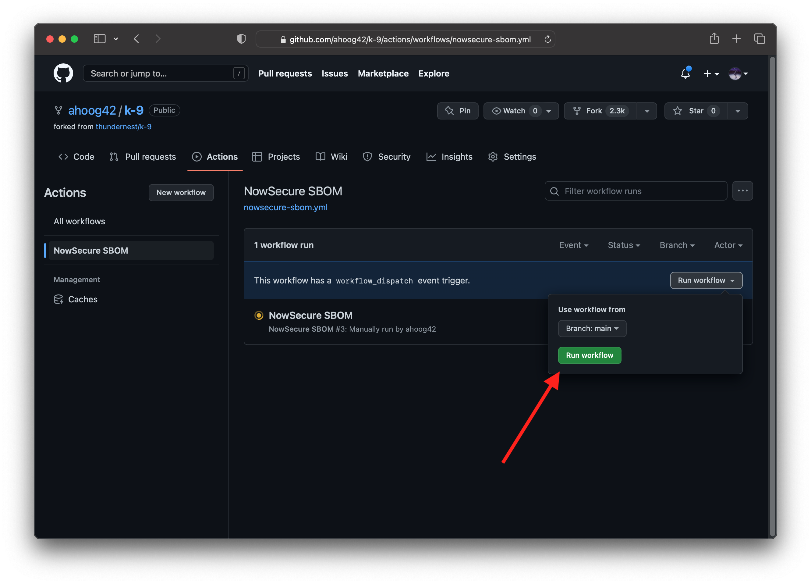 Run GitHub Action manually with workflow_dispatch
