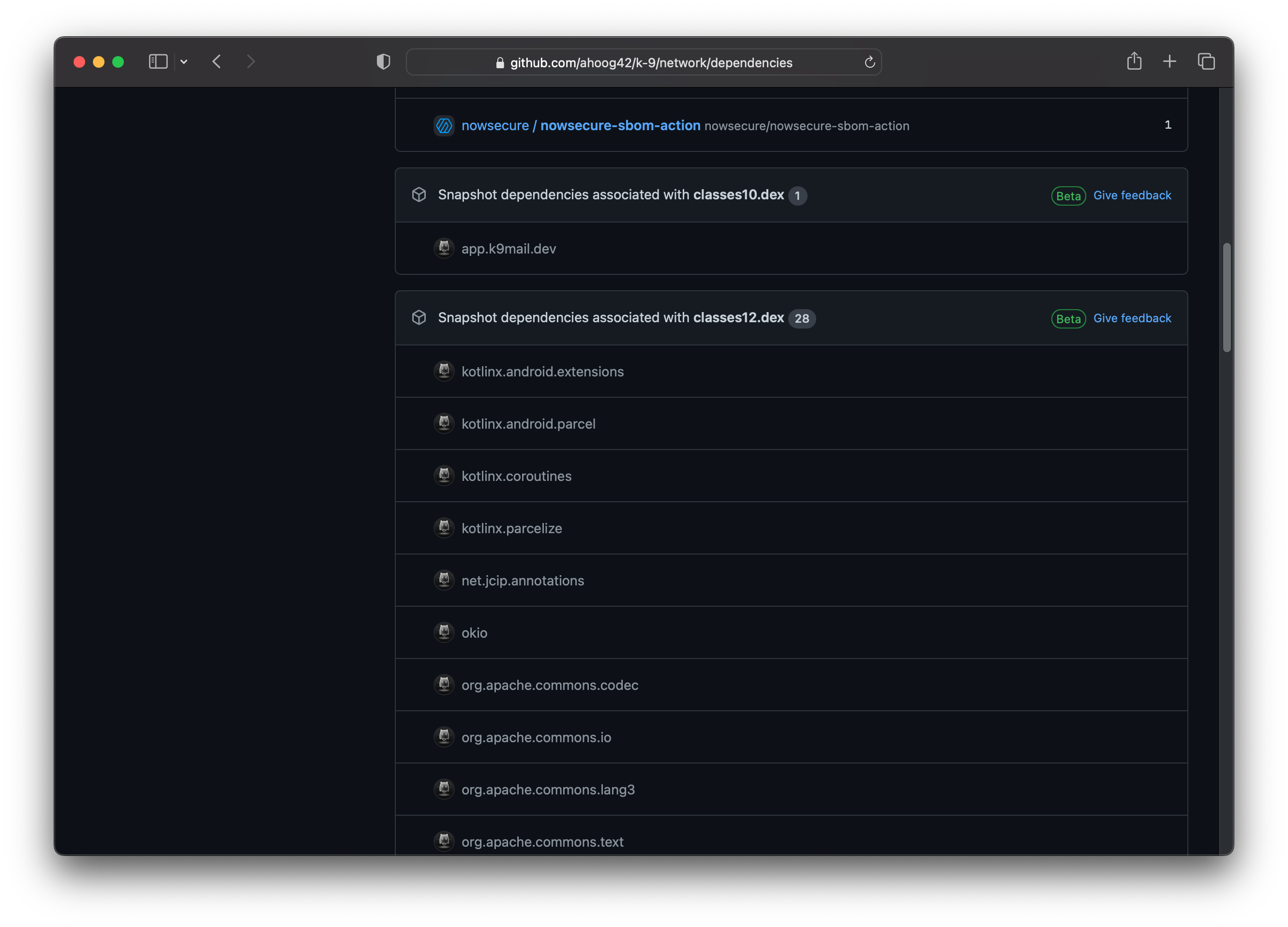 SBOM in GitHub Dependency Graph